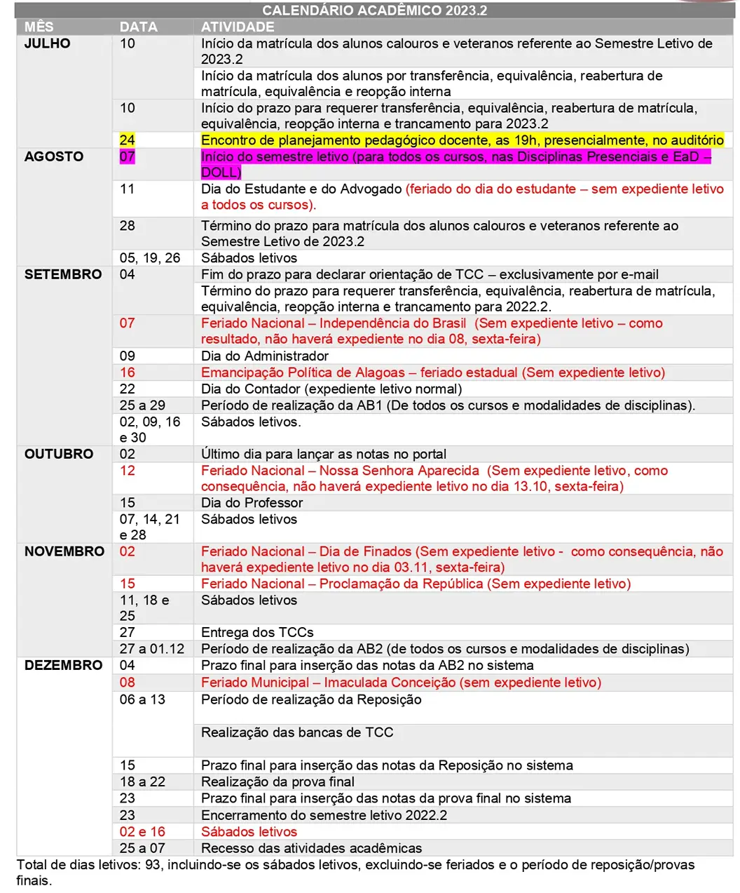 calendario